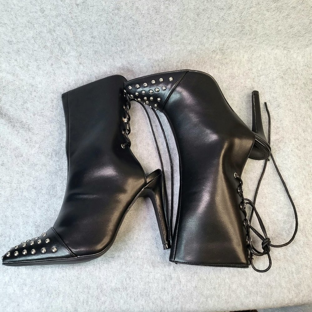MACKIN J Black Studded Pointy Toe Heels Sizes Varies - Picture 3 of 6